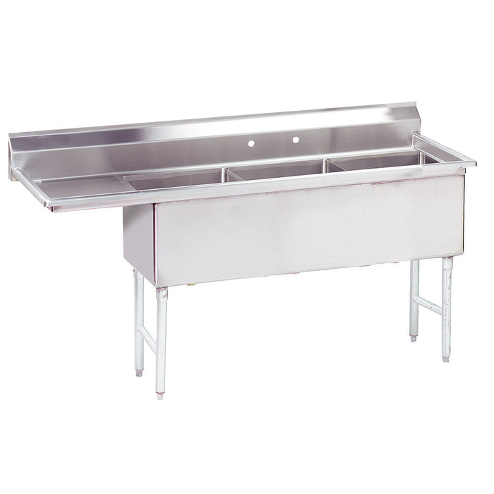 Advance Tabco FS-3-1824-24L 80 1/2" 3 Compartment Sink w/ 18"L x 24"W Bowl, 14" Deep-cityfoodequipment.com