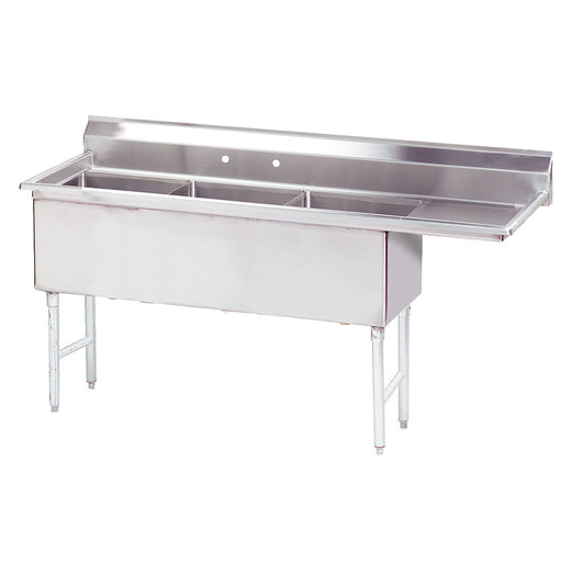 Advance Tabco FS-3-2424-18R 92 1/2" 3 Compartment Sink w/ 24"L x 24"W Bowl, 14" Deep-cityfoodequipment.com