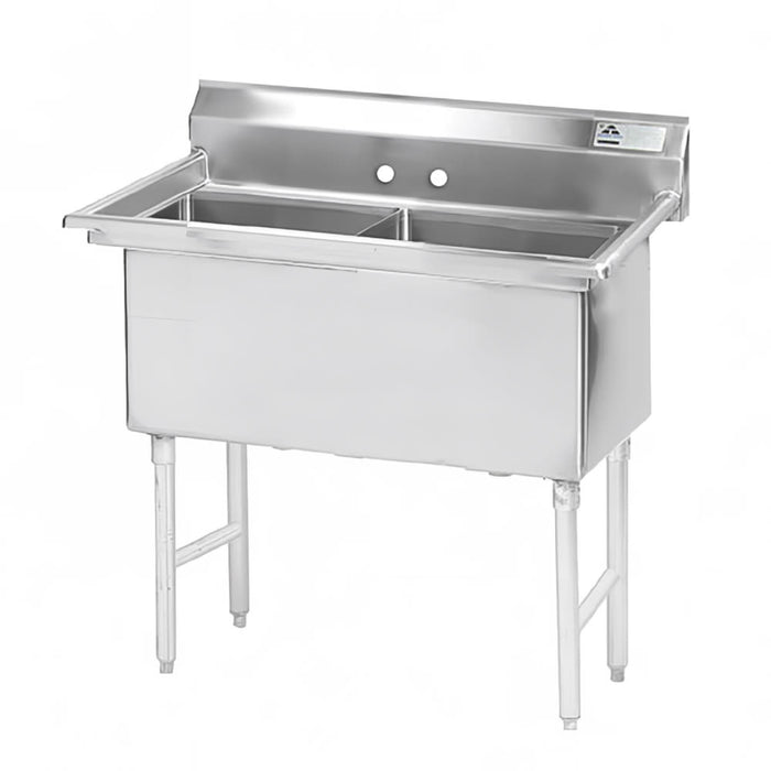Advance Tabco FS-2-1818 41" 2 Compartment Sink w/ 18"L x 18"W Bowl, 14" Deep-cityfoodequipment.com