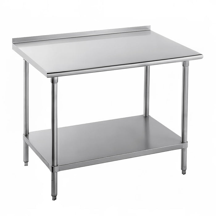 Advance Tabco FLG-364 48" 14 ga Work Table w/ Undershelf & 304 Series Stainless Top, 1 1/2" Backsplash-cityfoodequipment.com