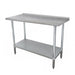 Advance Tabco FMG-300 30" 16 ga Work Table w/ Undershelf & 304 Series Stainless Top, 1 1/2" Backsplash-cityfoodequipment.com
