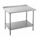 Advance Tabco FMS-304 48" 16 ga Work Table w/ Undershelf & 304 Series Stainless Top, 1 1/2" Backsplash-cityfoodequipment.com