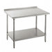 Advance Tabco FMS-363 36" 16 ga Work Table w/ Undershelf & 304 Series Stainless Top, 1 1/2" Backsplash-cityfoodequipment.com