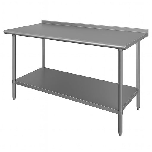 Advance Tabco FSS-305 60" 14 ga Work Table w/ Undershelf & 304 Series Stainless Top, 1 1/2" Backsplash-cityfoodequipment.com