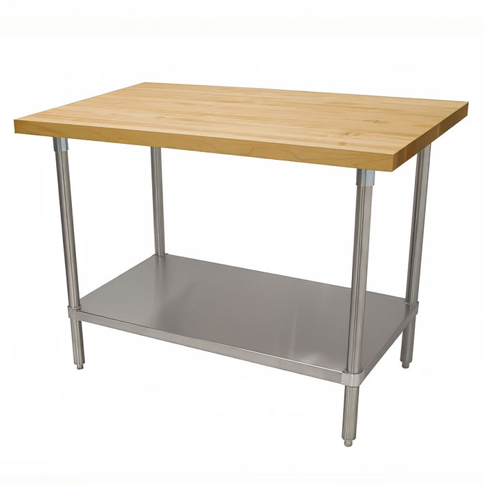 Advance Tabco H2G-366 1 3/4" Maple Top Work Table w/ Undershelf, 72"L x 36"D-cityfoodequipment.com