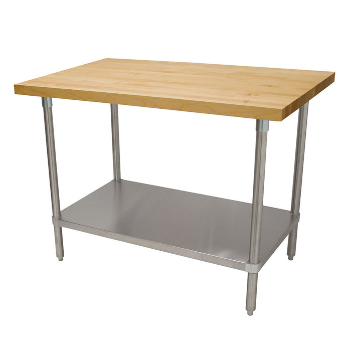 Advance Tabco H2S-245 1 3/4" Maple Top Work Table w/ Undershelf, 60"L x 24"D-cityfoodequipment.com