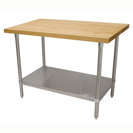 Advance Tabco H2S-247 1 3/4" Maple Top Work Table w/ Undershelf, 84"L x 24"D-cityfoodequipment.com