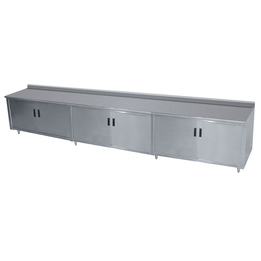 Advance Tabco HK-SS-3012M 144" Enclosed Work Table w/ Swing Doors & Midshelf, 5" Backsplash, 30"D-cityfoodequipment.com