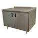 Advance Tabco HK-SS-304M 48" Enclosed Work Table w/ Swing Doors & Midshelf, 5" Backsplash, 30"D-cityfoodequipment.com
