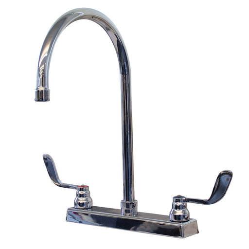 Advance Tabco K-134 Deck Mount Faucet w/ 8 1/2" Gooseneck Spout & 8" Wrist Handles-cityfoodequipment.com