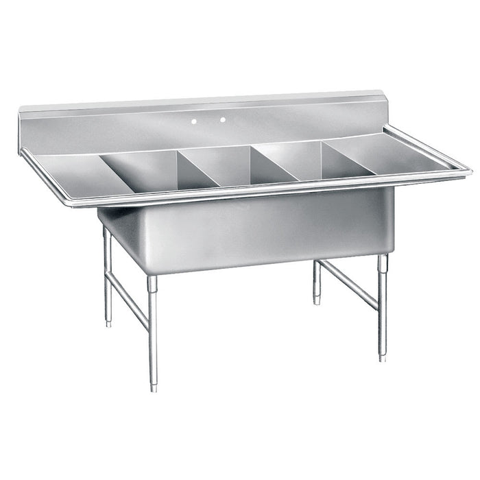 Advance Tabco K7-3-3024-24RL 138" 3 Compartment Sink w/ 30"L x 24"W Bowl, 14" Deep-cityfoodequipment.com