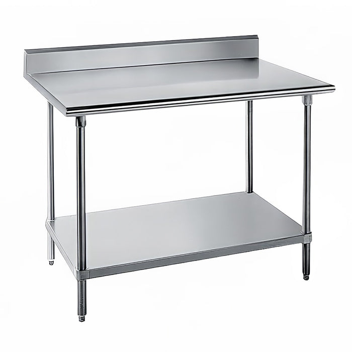 Advance Tabco KAG-244 48" 16 ga Work Table w/ Undershelf & 430 Series Stainless Top, 5" Backsplash-cityfoodequipment.com