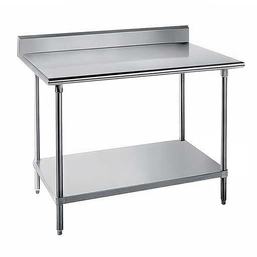 Advance Tabco KAG-247 84" 16 ga Work Table w/ Undershelf & 430 Series Stainless Top, 5" Backsplash-cityfoodequipment.com
