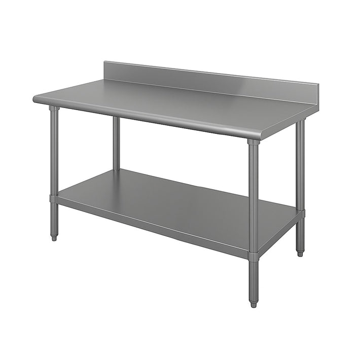 Advance Tabco KLG-304 48" 14 ga Work Table w/ Undershelf & 304 Series Stainless Top, 5" Backsplash-cityfoodequipment.com