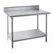 Advance Tabco KLG-363 36" 14 ga Work Table w/ Undershelf & 304 Series Stainless Top, 5" Backsplash-cityfoodequipment.com
