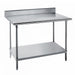 Advance Tabco KMG-303 36" 16 ga Work Table w/ Undershelf & 304 Series Stainless Top, 5" Backsplash-cityfoodequipment.com