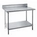 Advance Tabco KMS-242 24" 16 ga Work Table w/ Undershelf & 304 Series Stainless Top, 5" Backsplash-cityfoodequipment.com
