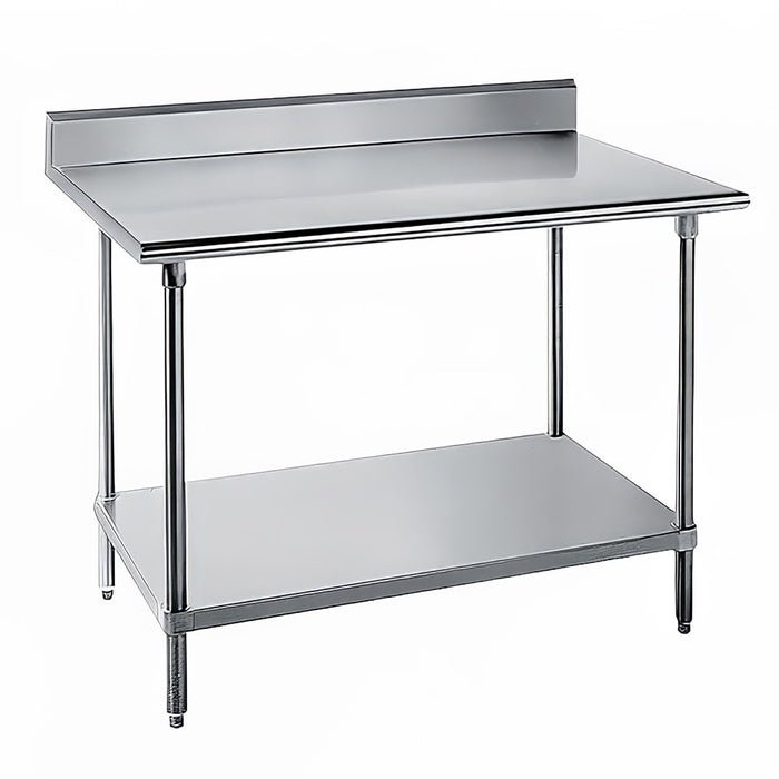 Advance Tabco KMS-244 48" 16 ga Work Table w/ Undershelf & 304 Series Stainless Top, 5" Backsplash-cityfoodequipment.com