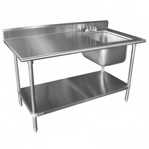 Advance Tabco KLAG-11B-306R 72" Work Table w/ Right Sink - 5" Backsplash, Undershelf, 16 ga Stainless Steel-cityfoodequipment.com