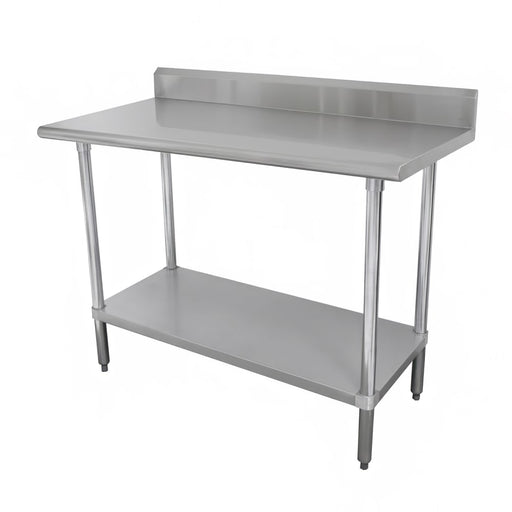 Advance Tabco KLAG-240-X 30" 16 ga Work Table w/ Undershelf & 430 Series Stainless Top, 5" Backsplash-cityfoodequipment.com