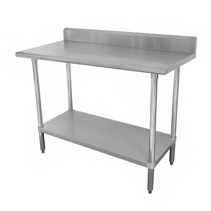 Advance Tabco KLAG-240-X 30" 16 ga Work Table w/ Undershelf & 430 Series Stainless Top, 5" Backsplash-cityfoodequipment.com