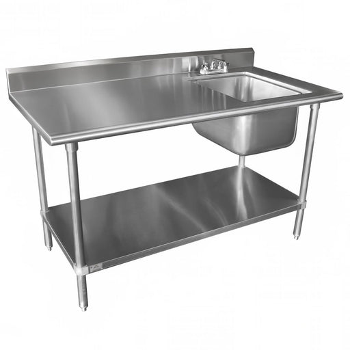 Advance Tabco KLAG-11B-305R 60" Work Table w/ Right Sink - 5" Backsplash, Undershelf, 16 ga Stainless Steel-cityfoodequipment.com