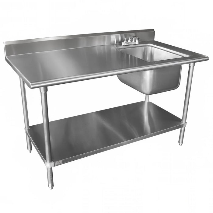 Advance Tabco KLAG-11B-305R 60" Work Table w/ Right Sink - 5" Backsplash, Undershelf, 16 ga Stainless Steel-cityfoodequipment.com