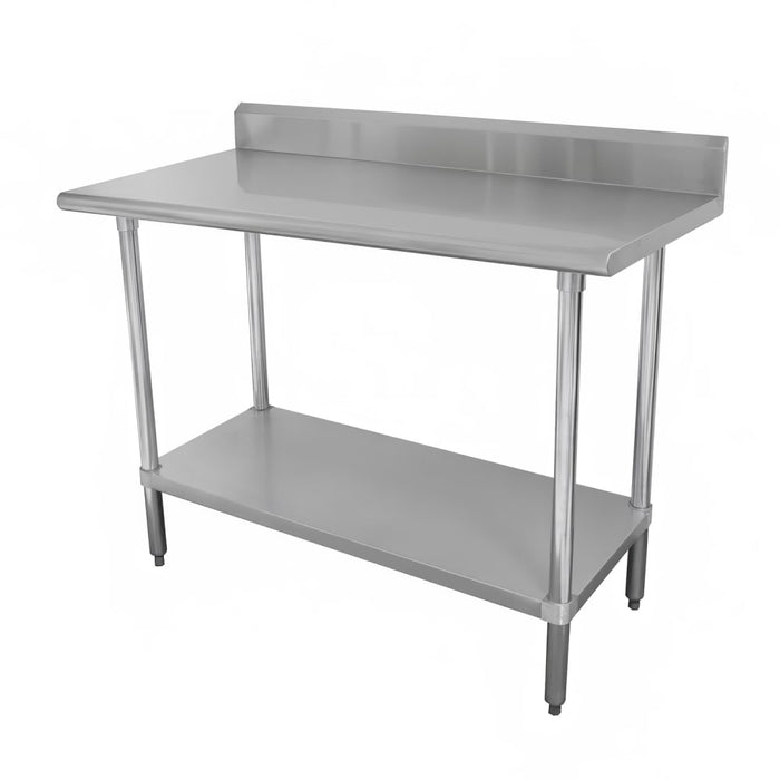 Advance Tabco KLAG-242-X 24" 16 ga Work Table w/ Undershelf & 430 Series Stainless Top, 5" Backsplash-cityfoodequipment.com