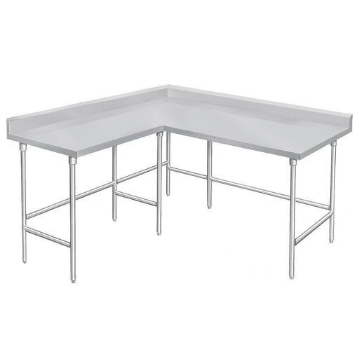Advance Tabco KTMS-249 108" Corner Work Table - 24"D, 5" Backsplash, 14 ga 304 Series Stainless-cityfoodequipment.com