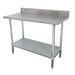 Advance Tabco KSLAG-302-X 24" 16 ga Work Table w/ Undershelf & 430 Series Stainless Top, 5" Backsplash-cityfoodequipment.com