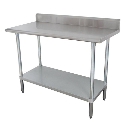 Advance Tabco KSLAG-306-X 72" 16 ga Work Table w/ Undershelf & 430 Series Stainless Top, 5" Backsplash-cityfoodequipment.com
