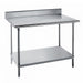Advance Tabco KMS-300 30" 16 ga Work Table w/ Undershelf & 304 Series Stainless Top, 5" Backsplash-cityfoodequipment.com