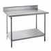 Advance Tabco KMS-302 24" 16 ga Work Table w/ Undershelf & 304 Series Stainless Top, 5" Backsplash-cityfoodequipment.com
