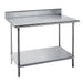 Advance Tabco KMS-303 36" 16 ga Work Table w/ Undershelf & 304 Series Stainless Top, 5" Backsplash-cityfoodequipment.com