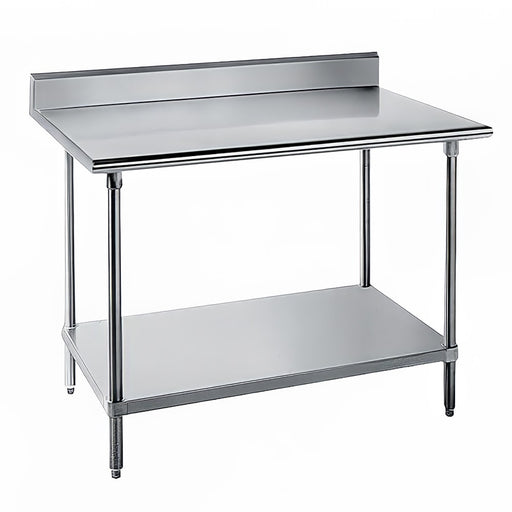 Advance Tabco KMS-304 48" 16 ga Work Table w/ Undershelf & 304 Series Stainless Top, 5" Backsplash-cityfoodequipment.com