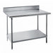 Advance Tabco KMS-304 48" 16 ga Work Table w/ Undershelf & 304 Series Stainless Top, 5" Backsplash-cityfoodequipment.com