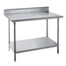 Advance Tabco KMS-306 72" 16 ga Work Table w/ Undershelf & 304 Series Stainless Top, 5" Backsplash-cityfoodequipment.com