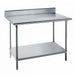 Advance Tabco KMS-363 36" 16 ga Work Table w/ Undershelf & 304 Series Stainless Top, 5" Backsplash-cityfoodequipment.com
