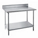 Advance Tabco KMS-367 84" 16 ga Work Table w/ Undershelf & 304 Series Stainless Top, 5" Backsplash-cityfoodequipment.com