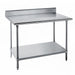 Advance Tabco KSS-242 24" 14 ga Work Table w/ Undershelf & 304 Series Stainless Top, 5" Backsplash-cityfoodequipment.com