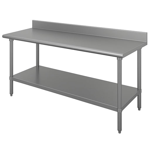 Advance Tabco KSS-365 60" 14 ga Work Table w/ Undershelf & 304 Series Stainless Top, 5" Backsplash-cityfoodequipment.com
