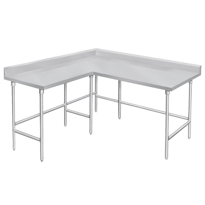 Advance Tabco KTMS-246 72" Corner Work Table - 24"D, 5" Backsplash, 14 ga 304 Series Stainless-cityfoodequipment.com