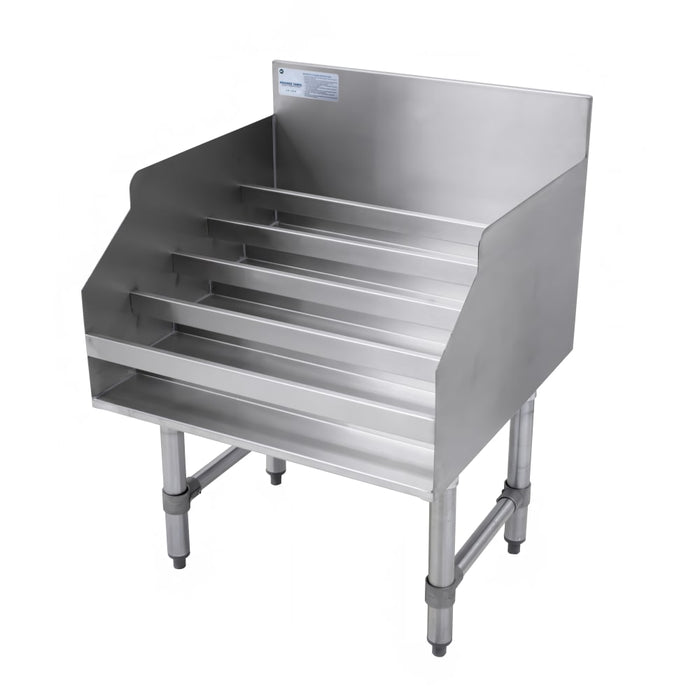 Advance Tabco LD-1812-X Raised Liquor Display - Holds 15 Bottles, 4" Back Splash, 12" x 23"-cityfoodequipment.com