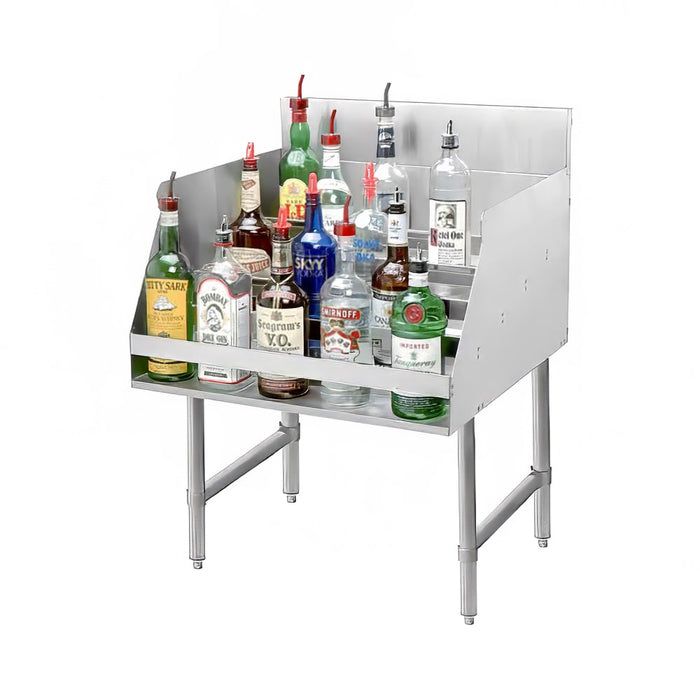 Advance Tabco LD-2118 Raised Liquor Display - Holds 20 Bottles, 4" Back Splash, 18" x 26"-cityfoodequipment.com