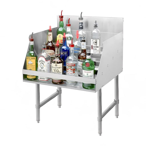 Advance Tabco LD-2112 Raised Liquor Display - Holds 15 Bottles, 4" Back Splash, 12" x 26"-cityfoodequipment.com