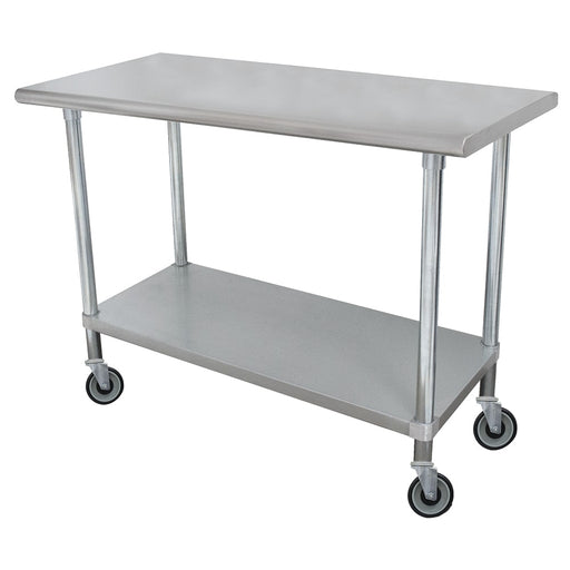 Advance Tabco MSLAG-305C-X 60" Mobile 16 ga Work Table w/ Undershelf & 304 Series Stainless Flat Top-cityfoodequipment.com