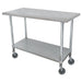 Advance Tabco MSLAG-304C-X 48" Mobile 16 ga Work Table w/ Undershelf & 304 Series Stainless Flat Top-cityfoodequipment.com