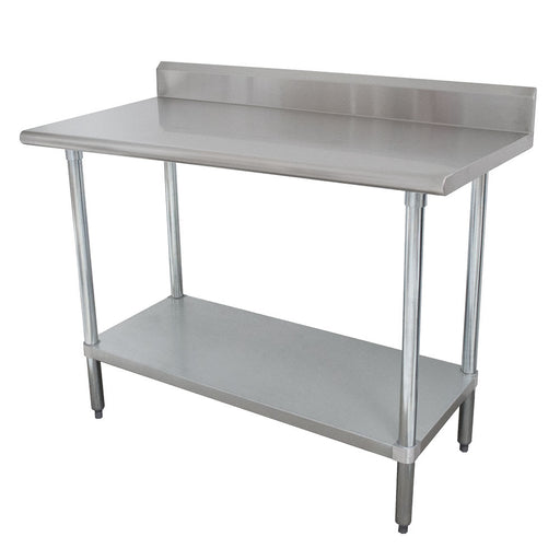 Advance Tabco KMSLAG-304-X 48" 16 ga Work Table w/ Undershelf & 304 Series Stainless Top, 5" Backsplash-cityfoodequipment.com
