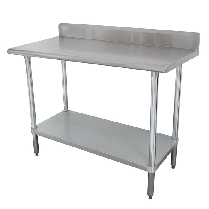 Advance Tabco KMSLAG-245-X 60" 16 ga Work Table w/ Undershelf & 304 Series Stainless Top, 5" Backsplash-cityfoodequipment.com