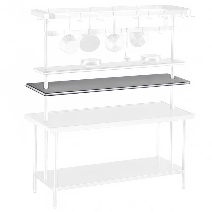 Advance Tabco PT-18-144 144" Table Mount Shelf - 1 Deck, Mid-Mount, 18"L, Stainless-cityfoodequipment.com
